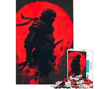 Puzzle 1000 pièces pour Adultes Silhouette d'un Ninja avec Lune Rouge Jeu Impossible Jouets Jeux éducatifs Cadeaux pour Anniversaires activités familiales (Dimensions 75x50cm)