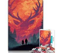 Puzzle 1000 pièces pour Adultes Silhouettes de Cerfs, Jeux d'activités familiales stimulants, Jouet à Faire soi-même pour décoration Murale de la Maison, Cadeaux (Taille 38x26cm)
