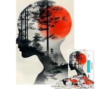Puzzle 1000 pièces pour Adultes Silhouettes de paysages Japonais Jeu Relaxant défi intellectuel Jouet addictif pour Les activités familiales (38x52cm)