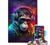 Puzzle 1000 pièces pour Adultes Singe DJ avec Casque Audio Stimule Le Cerveau et améliore la mémoire Jeu éducatif à partir de 14 Ans (50x75cm)