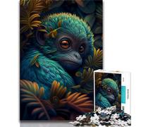 Puzzle 1000 pièces pour Adultes Singe Extraterrestre Tropical Cyan pour Adolescents Jouets éducatifs idéal comme Cadeau pour Toute la Famille (50x75cm)