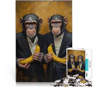 Puzzle 1000 pièces pour Adultes Singes Bananes habillés Séjour Anti-Stress pour Tuer Le Temps Super Cadeau 75x50cm