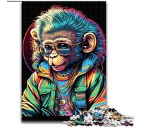 Puzzle 1000 pièces pour Adultes Singes Néon, Jeu Familial créatif et décoration d'intérieur, Cadeau de Noël idéal pour Les Adolescents (Taille : 26x38cm)