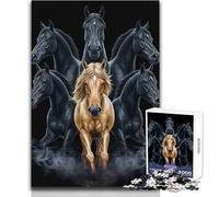 Puzzle 1000 pièces pour Adultes Six Heures et Le Cheval d'or, idéal pour des Moments de détente et de Calme Jeu de Loisirs aux découpes Uniformes et nettes Dimensions 50x75 cm