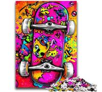 Puzzle 1000 pièces pour Adultes, Skateboard, Anti-Stress, Vacances à la Maison, Tue Le Temps, avec Affiche et fiche de Questions Assorties, 50x75cm