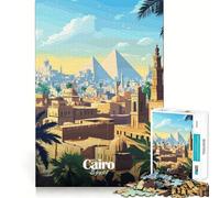 Puzzle 1000 pièces pour Adultes Skyline du Caire avec Pyramides Jeu de réflexion Amusant et Facile à Assembler pour se détendre et Passer Un Bon Moment,Parfait pour Noël ou comme Cadeau