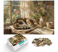 Puzzle 1000 pièces pour Adultes, Sleeping Cat by The Window | Pour les w nds d'hiver : ce puzzle 1000 pièces adulte offre une alternative aux écrans pendant les vacances.