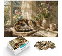 Puzzle 1000 pièces pour Adultes, Sleeping Cat by The Window | Pour partager des soirées d'hiver : ce puzzle 1000 pièces adulte transforme les fêtes en une pause puzzle calme.