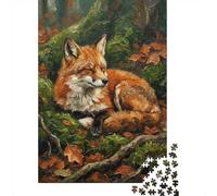Puzzle 1000 pièces pour Adultes, Sleeping Fox in Autumn Forest | Pour un loisir intérieur plus long : ce puzzle 1000 pièces adulte convient aux amateurs d'images détaillées.
