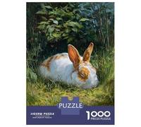 Puzzle 1000 Pièces pour Adultes, Sleeping Rabbit in Lush Greenery, Loisir Créatif, Cadeau pour Amateurs De Puzzle, Carton Épais Premium, 70x50cm/1000pcs