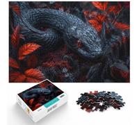 Puzzle 1000 pièces pour Adultes, Snake with Red Eyes and Leaves | Pour les longues séances de puzzle : ce puzzle adulte 1000 pièces convient aux loisirs calmes en intérieur.
