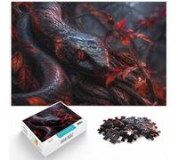 Puzzle 1000 pièces pour Adultes, Snake with Red Eyes and Leaves | Pour partager des soirées d'hiver : ce puzzle 1000 pièces adulte convient aux loisirs calmes sans écran.