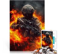 Puzzle 1000 pièces pour Adultes Soldat en Flammes Fabriqué en Carton Convient aux 14 Ans et Plus Jeu éducatif d'apprentissage Améliorer l'amour Entre Les Couples。Taille：26x38cm/10.24x14.96pouce