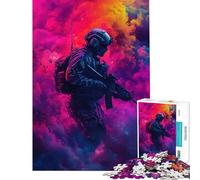 Puzzle 1000 pièces pour Adultes Soldat Smoke Puzzle 1000 pièces à Monter soi-même Jouet éducatif et ludique pour Noël ou Un Anniversaire (38x26cm)
