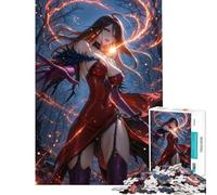 Puzzle 1000 pièces pour Adultes Sorcière Anime enflammée Jeu éducatif de 1000 pièces Défi Difficile Cadeaux Uniques pour Un Anniversaire ou Noël (38x52cm)