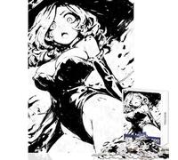 Puzzle 1000 pièces pour Adultes sorcière en Noir et Blanc Style Manga Jouet éducatif Cadeau d'anniversaire Jeu de détente Collection d'artistes Beaux-Arts Format 38x52cm