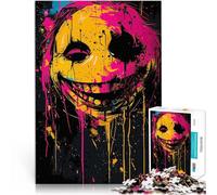 Puzzle 1000 pièces pour Adultes Sourire Fou Visage Coloré Jeux éducatifs Décoration d'intérieur Une œuvre d'art 52x38cm