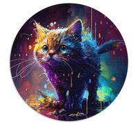 Puzzle 1000 pièces pour Adultes Spirit Cat 1000 pièces Puzzle Rond pour Adultes Casse-tête éducatif, Décoration Artistique pour la Maison et Le Bureau, 14 Ans et Plus 1000 pièces (67,5x67,5cm)