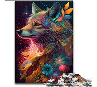 Puzzle 1000 pièces pour Adultes Spirit Wolf en Bois, idée Cadeau Unique de décoration d'intérieur DIY 50x75cm, Jeu de réflexion pour Adolescents, Cadeau de Vacances idéal