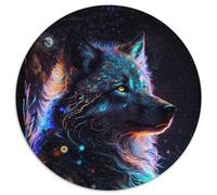 Puzzle 1000 pièces pour Adultes Spirit Wolf Puzzle Rond 1000 pièces Parfait pour s'amuser en Famille, Jouer en Groupe, Faire des Cadeaux d'anniversaire 1000 pièces (67,5x67,5cm)
