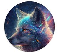 Puzzle 1000 pièces pour Adultes Spirit Wolf Puzzle Rond 1000 pièces pour Adultes, Casse-tête Stimulant à Faire soi-même, Jeu Familial idéal ou Cadeau décoratif 1000 pièces (67,5x67,5cm)