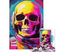 Puzzle 1000 pièces pour Adultes Squelette Astronaute Stimule Le Cerveau Décoration Parfaite Jeu de réflexion Convient aux 14 Ans et Plus (38x26cm)