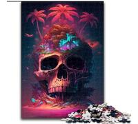 Puzzle 1000 pièces pour Adultes, Squelette d'île, en Bois, idéal pour Halloween, Noël, Anniversaire, 1000 pièces(50x75cm)
