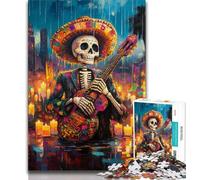 Puzzle 1000 pièces pour Adultes Squelette Jouant de la Guitare, Jeux éducatifs, décoration de la Maison, Jeu éducatif pour Anniversaire, Noël 50x75cm