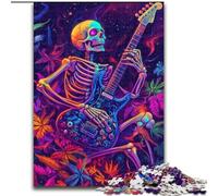 Puzzle 1000 pièces pour Adultes Squelette Jouant de la Guitare Puzzle 1000 pièces Jeu interactif Familial, Cadeau Stimulant pour Les Cerveaux (Taille 50x75cm)