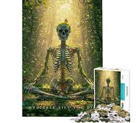 Puzzle 1000 pièces pour Adultes Squelette méditant dans la forêt Jeu de Puzzle pour Adultes Activité ludique et éducative en Famille Jeu intellectuel (Dimensions 50x75cm)