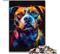 Puzzle 1000 pièces pour Adultes Staffordshire Bull Terrier Puzzle en Carton, avec Jeu interactif Familial, pour Les 14 Ans et Plus 1000 pièces(26x38cm)