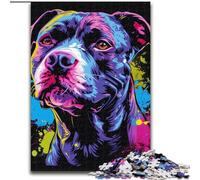 Puzzle 1000 pièces pour Adultes Staffordshire Bull Terrier Puzzles Difficiles pour Adultes Taille 50x75cm Casse-tête DIY Stimulant, Jeu Familial Parfait ou Cadeau décoratif