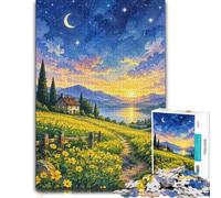 Puzzle 1000 pièces pour Adultes, Stained Glass Field Under Starry Sky | Pour les heures calmes avant le Nouvel An : ce puzzle adulte 1000 pièces offre aux adultes un loisir calme en hiver.