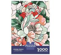 Puzzle 1000 Pièces pour Adultes Stained Glass Floral Pattern Puzzles pour Adultes Analyse Et Logique Liste De Souhaits avec Le Père Noël Cadeaux Uniques pour Un Anniversaire Et Noël 38x26cm/1000pcs