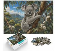 Puzzle 1000 pièces pour Adultes, Stained Glass Koala in Eucalyptus Tree | Pour les heures libres où l'on souhaite rester concentré : ce puzzle 1000 pièces adulte offre une pause loin des écrans.