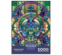 Puzzle 1000 Pièces pour Adultes Stained Glass Mandala Face Puzzle Casse-tête Difficile, Idéal comme Cadeau pour Toute La Famille 38x26cm/1000pcs