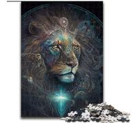 Puzzle 1000 pièces pour Adultes Starlight Visionary Lion en Bois, idéal pour décorer Un Espace ou comme Cadeau d'anniversaire. Jeu de réflexion pour Adolescents, idéal pour Les fêtes.
