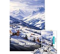 Puzzle 1000 pièces pour Adultes Station de Ski de l'Alpe d'Huez Puzzle 1000 pièces à Monter soi-même Jeu éducatif et ludique pour Noël ou Un Anniversaire (38x52cm)