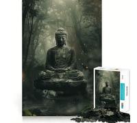 Puzzle 1000 pièces pour Adultes Statue de Bouddha dans Une forêt Jeu de Concentration et de précision pour Passer Le Temps Scène de Noël (38x26cm)