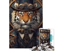 Puzzle 1000 pièces pour Adultes Steampunk Animal Tigre Puzzle Adulte Jeu Manuel Découpe de précision Cadeau Anti-Stress (Dimensions 38x52cm)
