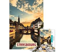Puzzle 1000 pièces pour Adultes Strasbourg défi intellectuel Jouet addictif Jeu Manuel décoration Murale idées Cadeaux (Taille 38x52cm)
