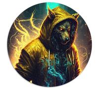 Puzzle 1000 pièces pour Adultes Street Wolf Puzzle Rond 1000 pièces pour Adultes pour Les Vacances et décoration d'intérieur 67,5 x 67,5 cm