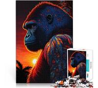 Puzzle 1000 pièces pour Adultes Style Artistique du Gorille Fait de Bois pour Les 14 Ans et Plus Difficile à réaliser mais Amusant et Humoristique Cadeau d'anniversaire。Taille:50x75cm