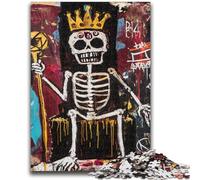 Puzzle 1000 pièces pour Adultes, Style Basquiat, King Skull, Jouet de Divertissement Familial, idéal comme Cadeau pour Toute la Famille 14 Ans et Plus, 26x38cm