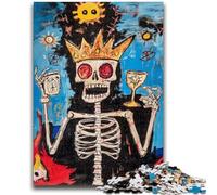 Puzzle 1000 pièces pour Adultes Style Basquiat, tête de Mort, Couronne, Anti-Stress, séjour, Tue-Temps, avec Affiche et fiche de Questions-réponses Assorties, 50x75cm