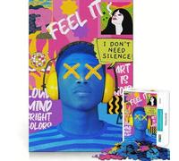 Puzzle 1000 pièces pour Adultes,Style Collage Pop Art Vibrant,Jeu de mémoire Amusant,pièces Robustes aux découpes nettes,Cadeau Unique pour soulager Le Stress (50x75cm)