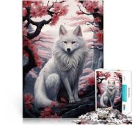 Puzzle 1000 pièces pour Adultes Superbe Renard Blanc Jeux éducatifs Décoration d'intérieur Cadeau d'œuvre d'art 52x38cm