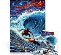 Puzzle 1000 pièces pour Adultes Surfeur chevauchant Une Vague géante Défi Difficile est idéal comme Cadeau pour Toute la Famille 75x50cm