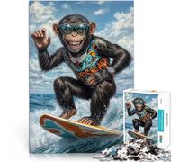 Puzzle 1000 pièces pour Adultes Surf's Up Monkey Défi Difficile pour soulager Le Stress Convient pour la décoration de Bureau 75x50cm
