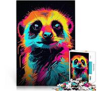 Puzzle 1000 pièces pour Adultes Suricate néon Difficile à réaliser mais Amusant et Humoristique Jeu de défi Unique 38x26cm